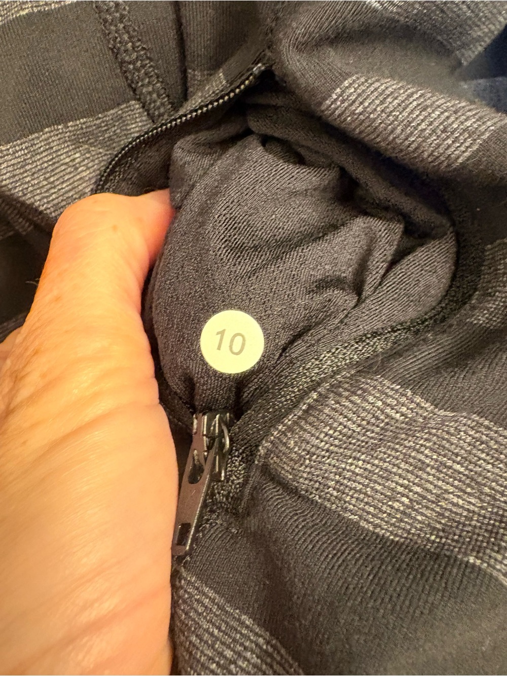 Size 10 lululemon Striped Hooded Zip-Up Jacket - Black/Gray - Picture 3 of 9